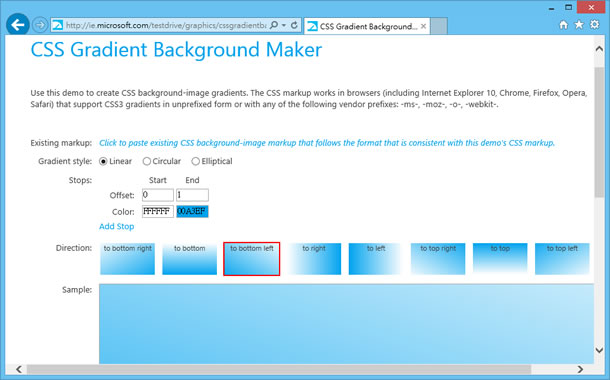 CSS Gradient Background Maker 微軟 CSS3 漸層背景產生器 CSS Gradient Background Maker 微軟 CSS3 漸層背景產生器