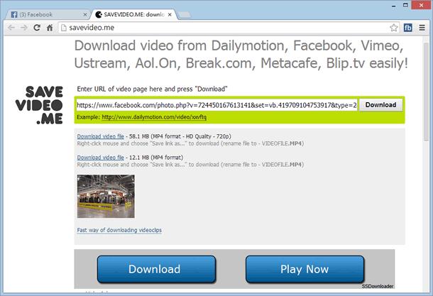 savevideo.me - Dailymotion、Facebook、Vimeo 影片線上下載