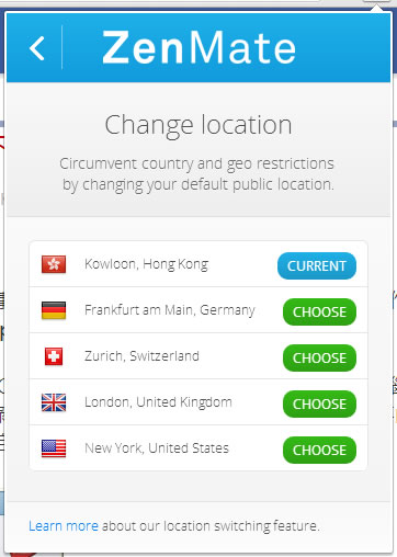 ZenMate 免費 VPN，快速連線到美國、英國、香港、德國、瑞士等地的 IP 伺服器  - 瀏覽器擴充功能