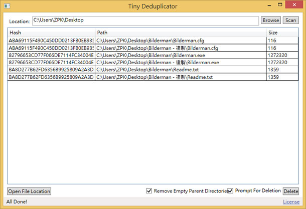 Tiny Deduplicator 找出重複檔案，超快且免安裝