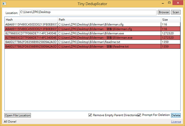 Tiny Deduplicator 找出重複檔案，超快且免安裝