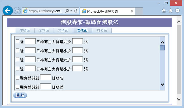 「MoneyDJ選股大師」讓你輕鬆從市場面、基本面、技術面、籌碼面、財務面篩選出可獲利的好股票