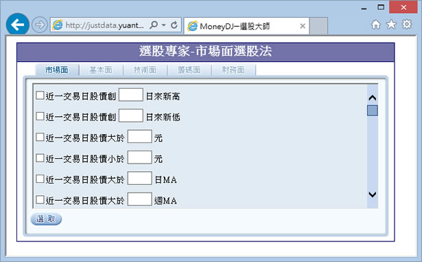 「MoneyDJ選股大師」讓你輕鬆從市場面、基本面、技術面、籌碼面、財務面篩選出可獲利的好股票