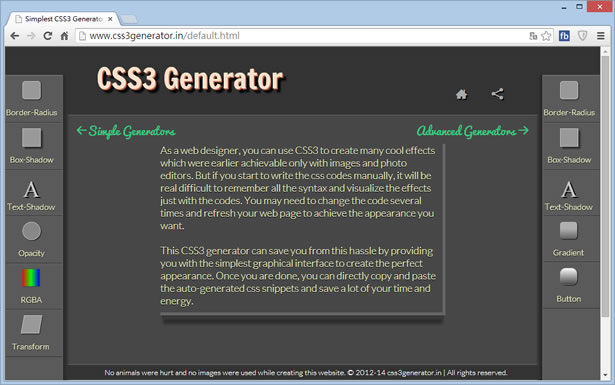 Simplest CSS3 Generator 線上 CSS3 特效產生器 Simplest CSS3 Generator 線上 CSS3 特效產生器
