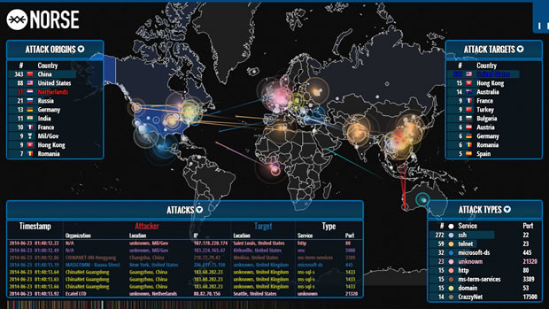 Norse 線上即時顯示全球網路攻擊活動