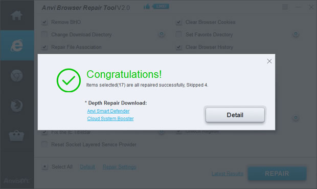 Anvi Browser Repair Tool 瀏覽器修復工具，支援 IE、 FireFox、Chrome