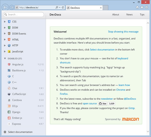 DevDocs - Web 開發者必備的線上文件手冊 DevDocs - Web 開發者必備的線上文件手冊