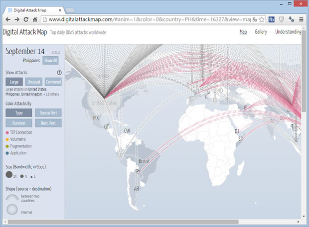 Digital Attack Map 即時顯示全球網路攻擊活動地圖 Digital Attack Map 即時顯示全球網路攻擊活動地圖