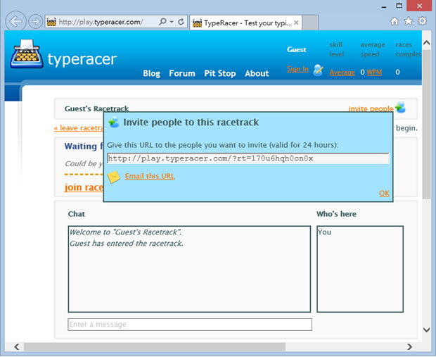 typeracer 線上邊玩賽車遊戲邊練英文打字