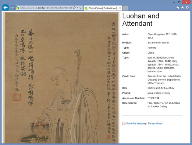 Freer and Sackler Galleries  藝術品數位典藏，免費下載與使用
