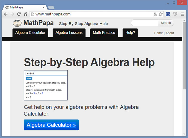MathPapa - Algebra Calculator 線上數學解題,不是只有答案,連步驟都很清楚 MathPapa - Algebra Calculator 線上數學解題,不是只有答案,連步驟都很清楚