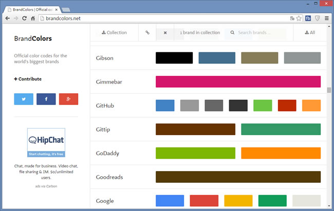 BrandColors 下載知名網站所使用的顏色 CSS