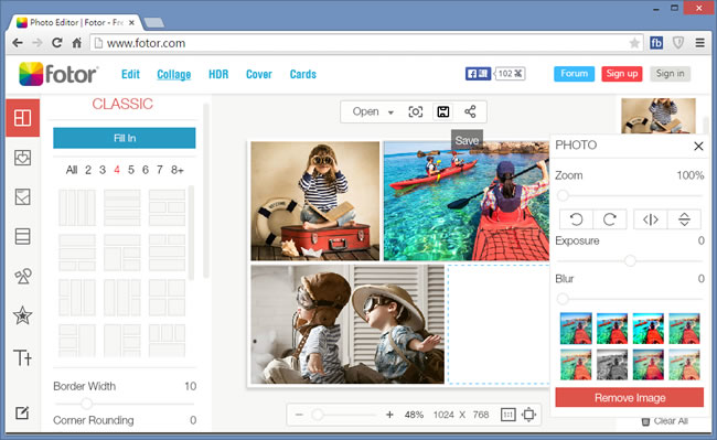fotor 線上相片美術拼貼、編輯與卡片製作