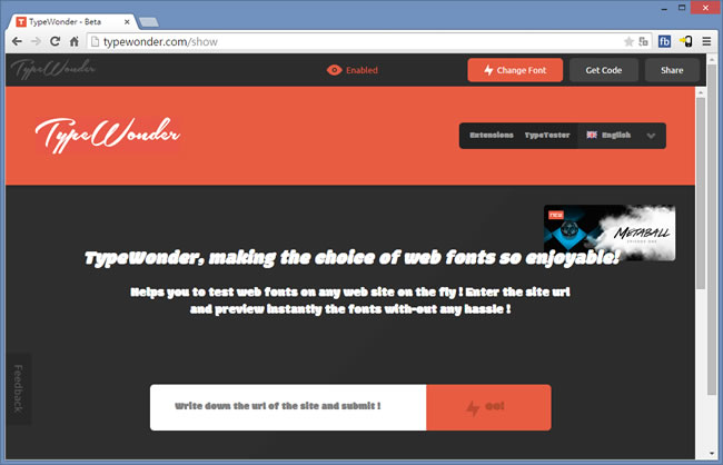TypeWonder 在任何網站上測試 Google 的 Web 字型 TypeWonder 在任何網站上測試 Google 的 Web 字型