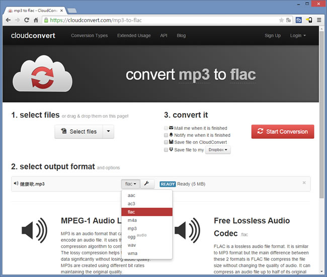 CloudConvert 線上支援文件、圖片、聲音、影片... 等各種檔案格式互相轉換