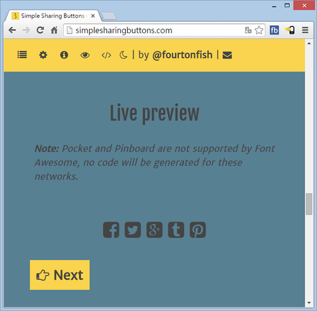 Simple Sharing Buttons Generator 社群網站分享按鈕，HTML + CSS 線上產生器