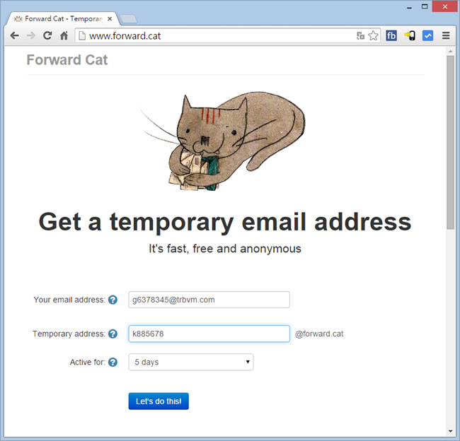 Forward Cat 可轉寄的臨時電子郵件信箱