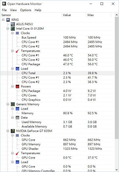 Open Hardware Monitor 在 Windows 桌面顯示 CPU 目前溫度 Open Hardware Monitor 在 Windows 桌面顯示 CPU 目前溫度