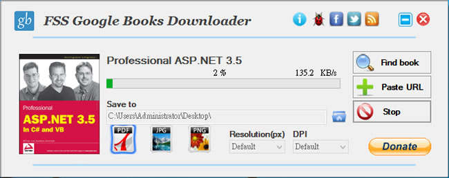 FSS Google Books Downloader 「Google 圖書」搜尋、下載工具，可轉成 PDF、JPG 或 PNG