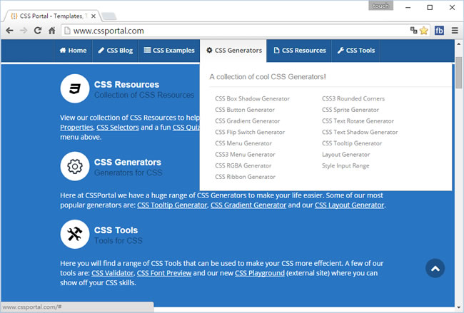 CSS Portal 線上 CSS 按鈕、圓角、選單、框架語法產生器