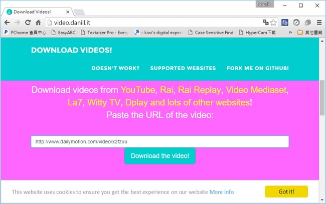 利用 Download videos 網站，免費下載 Facebook、YouTube、dailymotion...等影片