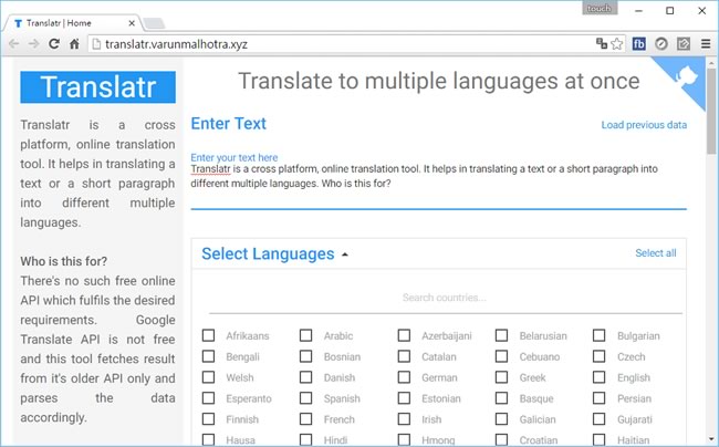 透過 Translatr 網站,一次就能將原文翻譯成多國語言 透過 Translatr 網站,一次就能將原文翻譯成多國語言