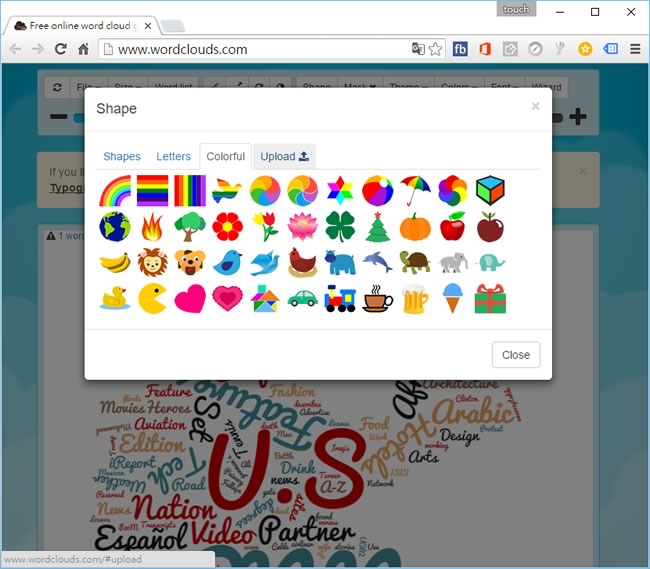 WordClouds.com 輕鬆建立各種圖案的文字造型拼貼網頁免費工具 WordClouds.com 輕鬆建立各種圖案的文字造型拼貼網頁免費工具
