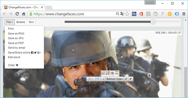 ChangeFaces.com 上傳大頭照，立即化身成各場景中的主角人物