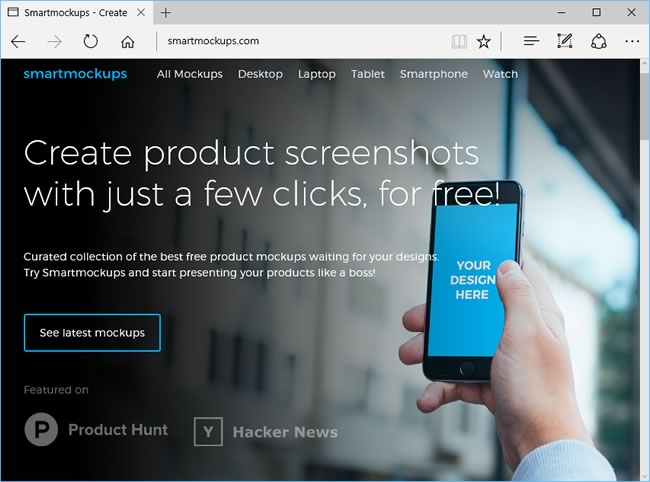 Smartmockups 將上傳的圖片與手機、電腦、平板等設備的螢幕結合在一起