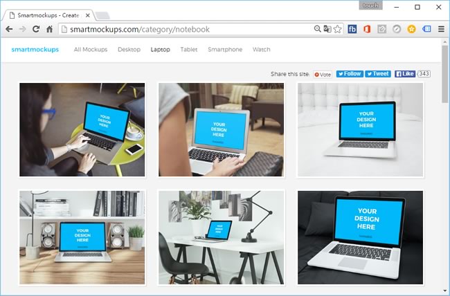 Smartmockups 將上傳的圖片與手機、電腦、平板等設備的螢幕結合在一起