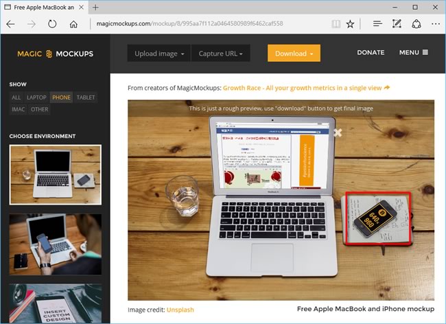 Magic Mockups 以電腦、筆電、移動設備為主的免費相片合成工具