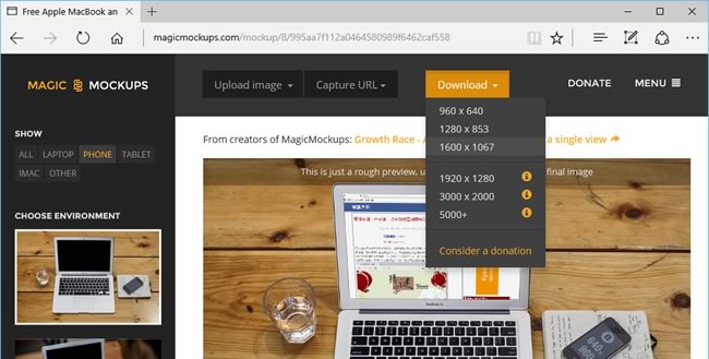 Magic Mockups 以電腦、筆電、移動設備為主的免費相片合成工具