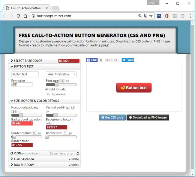 Call-to-Action Button Generator 網頁 CSS 或 PNG 按鈕產生器