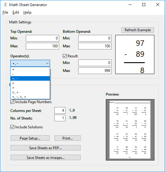 MathSheetGenerator 數學題目產生器 MathSheetGenerator 數學題目產生器