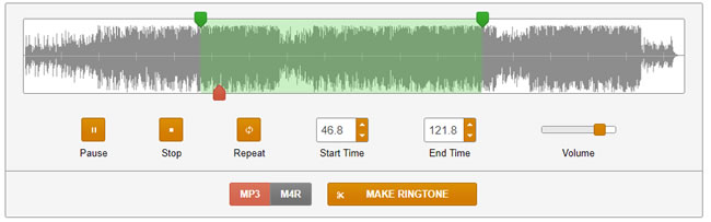 Ringer 手機鈴聲線上製作，支援 M4R、MP3