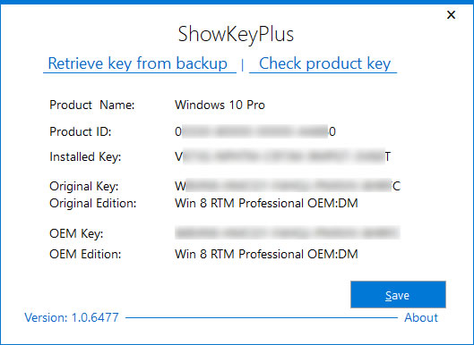 ShowKeyPlus 找出 Windows 作業系統的產品金鑰
