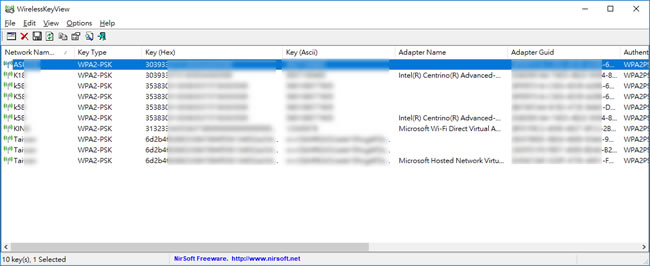 WirelessKeyView 找出電腦內無線網路的登入密碼
