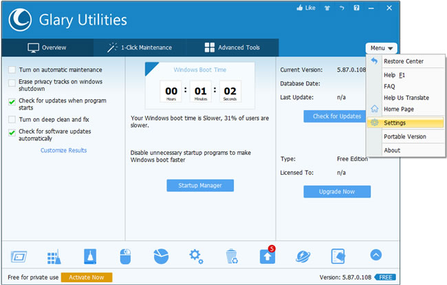 Glary Utilities free Windows 系統最佳化免費工具(免安裝 中文版) Glary Utilities free Windows 系統最佳化免費工具(免安裝 中文版)