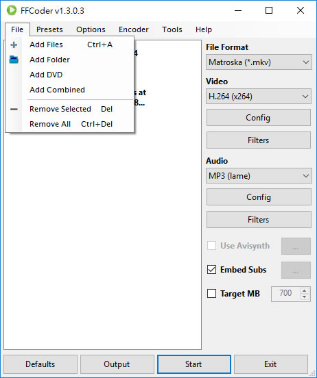 FFCoder 影音轉碼免費工具