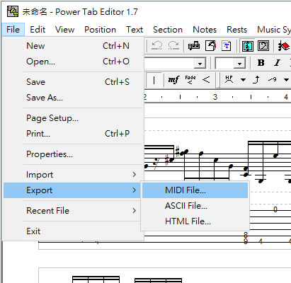 Power tab Editor 幫你自動產生吉他六線譜