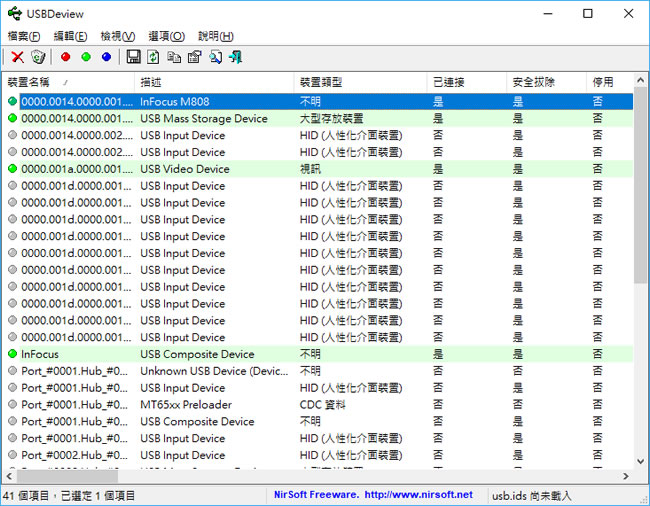 USBDeview 查詢電腦被插入 USB 裝置的記錄