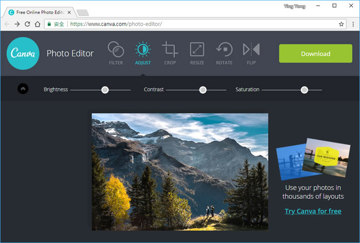 Canva Photo Editor 線上圖片濾鏡、裁切、旋轉免費工具