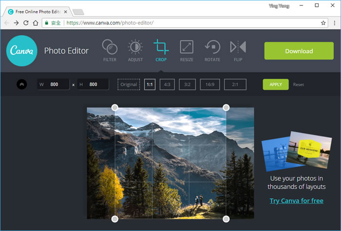 Canva Photo Editor 線上圖片濾鏡、裁切、旋轉免費工具