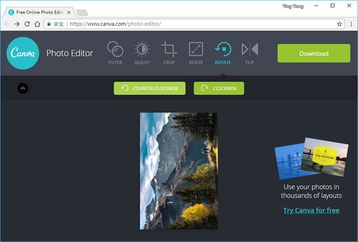 Canva Photo Editor 線上圖片濾鏡、裁切、旋轉免費工具