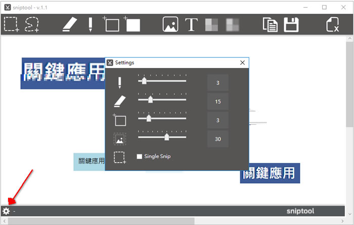 sniptool 剪貼不規則的圖案並可加入文字、線條、馬賽克與模糊化的免費工具