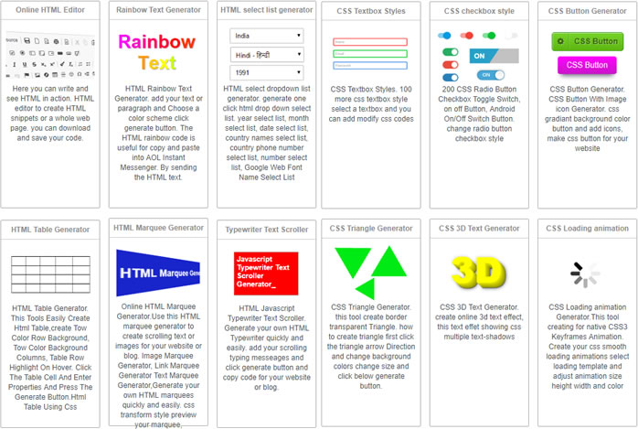 線上 HTML、CSS、JavaScript 程式碼產生器，超多範例語法