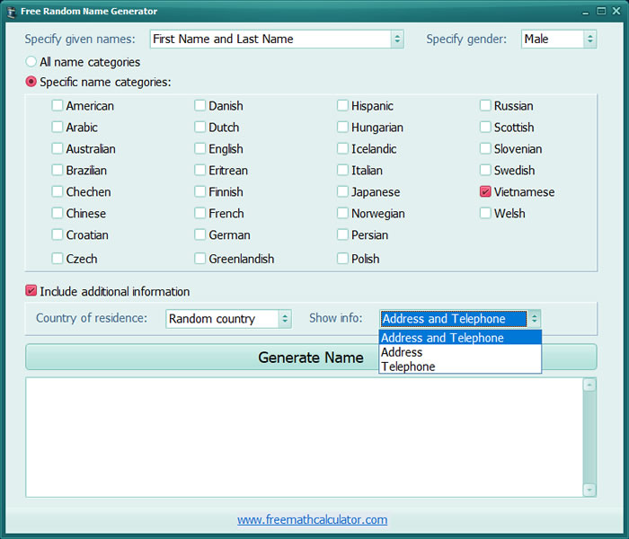 Free Random Name Generator 美國、法國、日本等各國名字產生器 Free Random Name Generator 美國、法國、日本等各國名字產生器