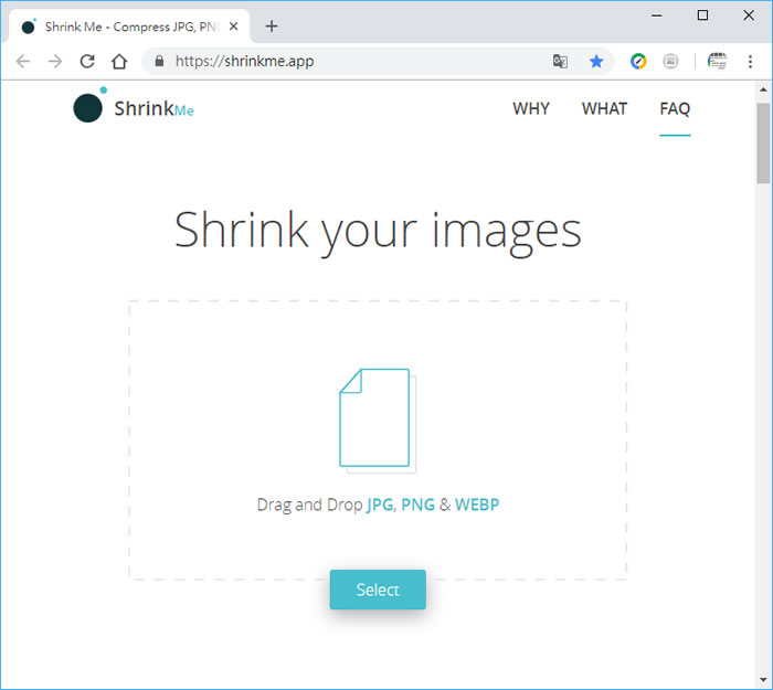 Shrink Me 不降低視覺品質又能有效減少圖片檔案大小的免費線上工具 Shrink Me 不降低視覺品質又能有效減少圖片檔案大小的免費線上工具