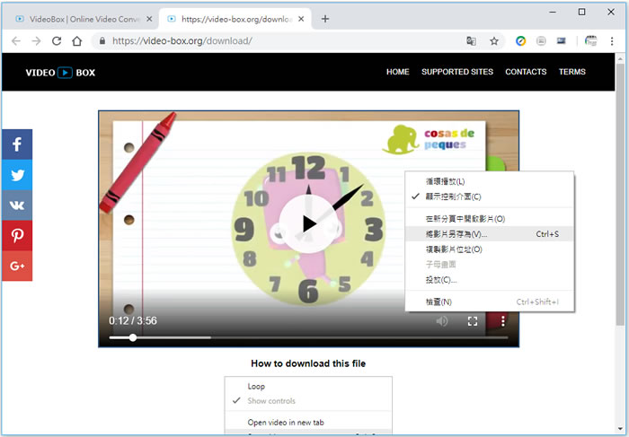 VideoBox 支援 Youtube、Facebook、YouKu 等數百個影音網站影片下載的免費線上服務