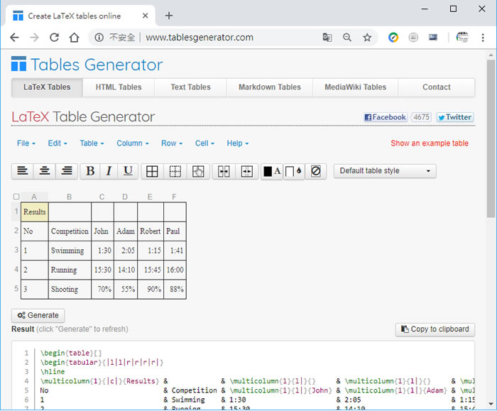 Tables Generator 視覺化操作的表格產生器 Tables Generator 視覺化操作的表格產生器